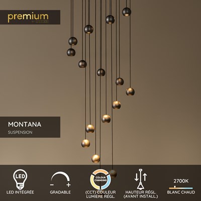Lucide MONTANA - Suspension - LED Dim. - CCT - 16x5,7W 2700K/4000K - Café | Premium